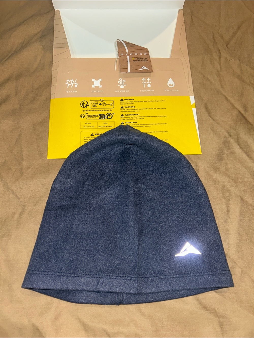 Athletic Reflective Navy Beanie Hat - Performance Brand